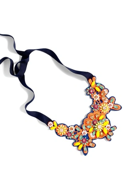 J.crew Embellished Crystal Bib Necklace In Orange Multi