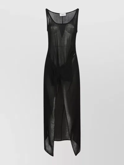 Anemos Wrap Midi Dress Scoop Neckline Tie In Black