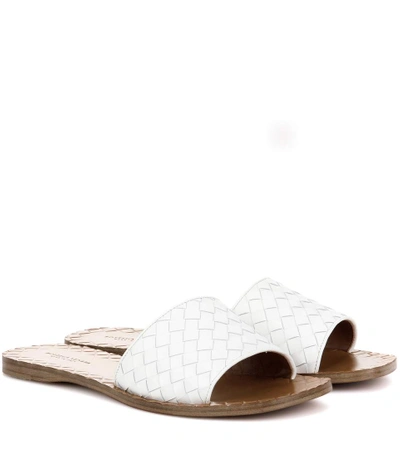 Shop Bottega Veneta Intrecciato Leather Sandals In White