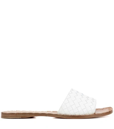 Shop Bottega Veneta Intrecciato Leather Sandals In White