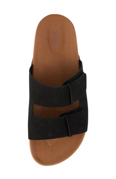 Floopi Double Strap Platform Slide Sandal In Black