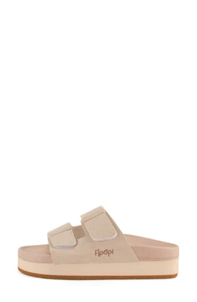 Floopi Double Strap Platform Slide Sandal In Brown