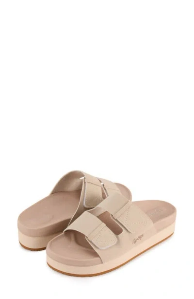 Floopi Double Strap Platform Slide Sandal In Brown