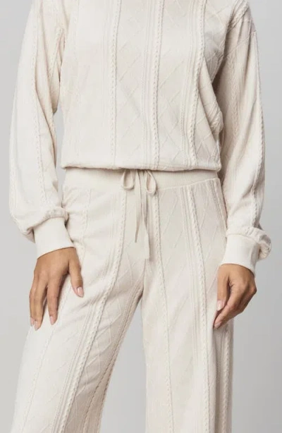 Splendid Cable Drawstring Wide Leg Pants In Neutral