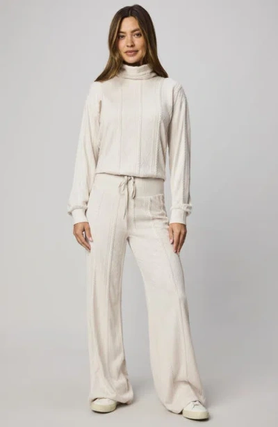 Splendid Cable Drawstring Wide Leg Pants In Neutral