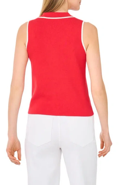 Ted Baker Piped Sleeveless Polo In Red