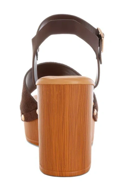 Rag & Co Daniela Platform Sandal In Brown