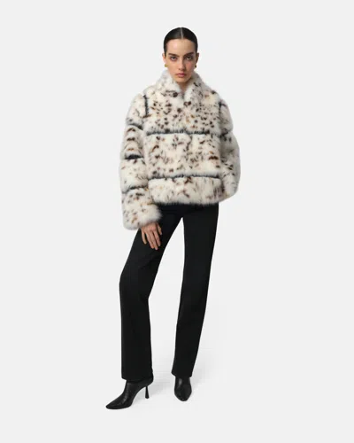Apparis Sai Leopard Faux Fur Cropped Coat In Multi