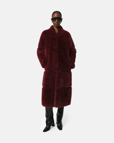 Apparis Sylke Sable Coat In Burgundy