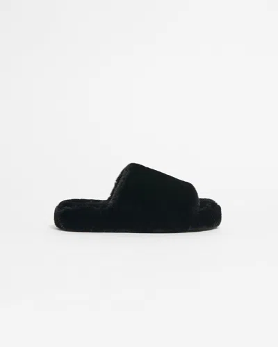 Apparis Dillon Faux Fur Slipper In Black