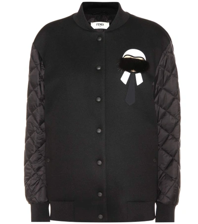 Shop Fendi Karlito Bomber Jacket With Fur In Llack