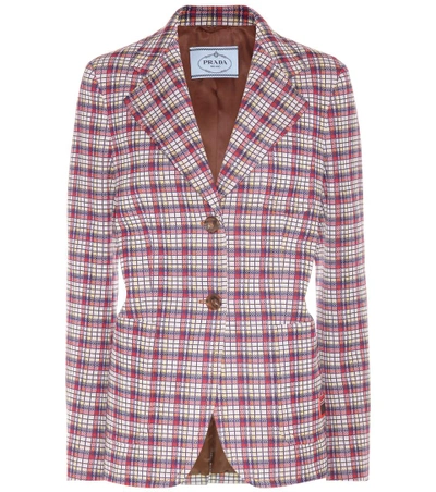 Prada Plaid Jacquard Blazer In Red