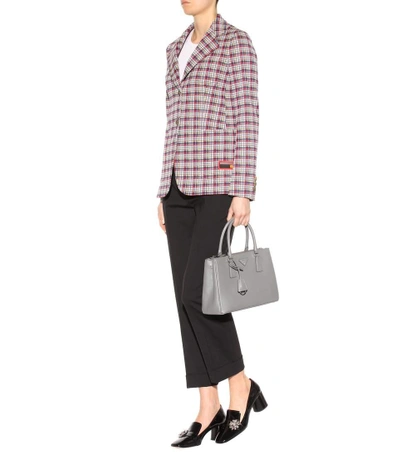 Shop Prada Plaid Blazer In Rosso