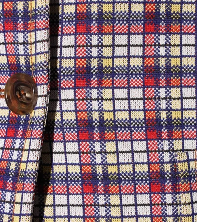 Shop Prada Plaid Blazer In Rosso