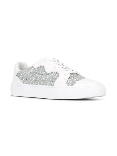 Shop Tory Burch Glitter Detail Sneakers In White