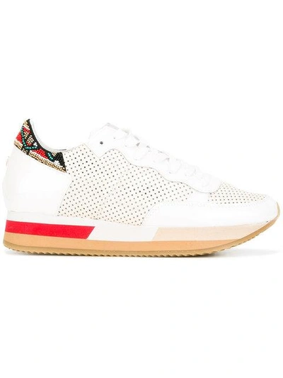 Shop Philippe Model Embellished Sneakers In White