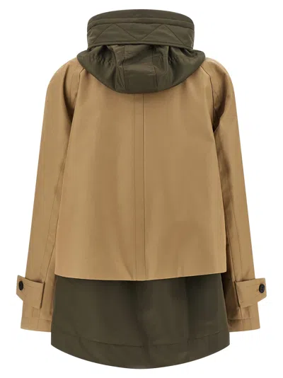 Sacai Double Layer Jacket Puffer Jackets Multicolor In Brown