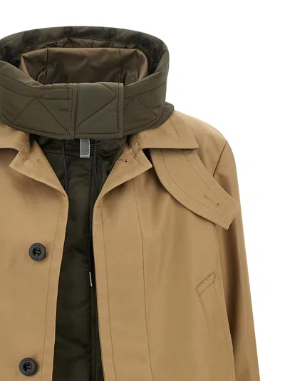 Sacai Double Layer Jacket Puffer Jackets Multicolor In Brown
