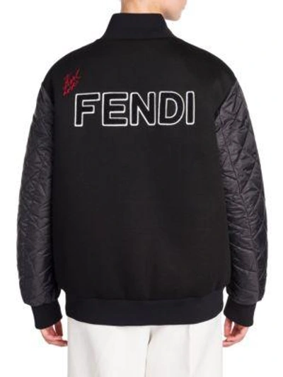Shop Fendi Quilted Bomber Jacket In Black