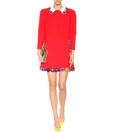 Shop Mary Katrantzou Mason Wool-crêpe Coat In Red