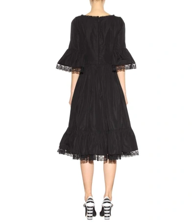 Shop Dolce & Gabbana Stretch-cotton Dress With Lace In Llack