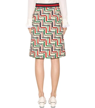 Shop Gucci Silk And Wool Skirt In Ivoire Prieted