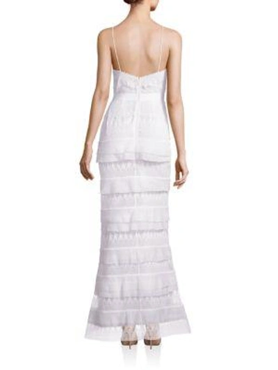 Shop Self-portrait Penelope Tiered Lace Gown In White