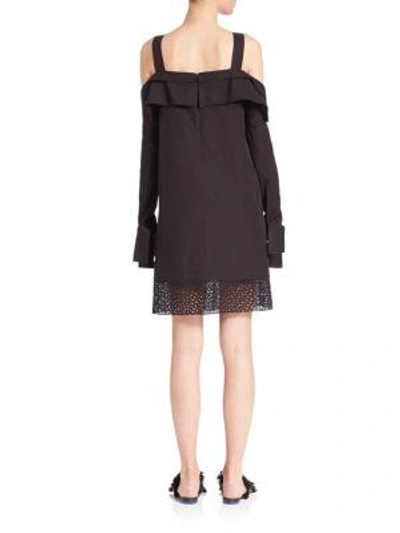 Shop Proenza Schouler Cold-shoulder Cotton Poplin Dress In Black