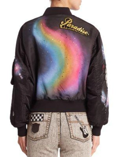 Shop Marc Jacobs Spray Paint Bomber Jacket In Black