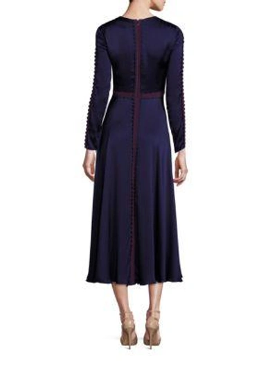 Shop Roksanda Lasdun Contrast Trim Dress In Navy