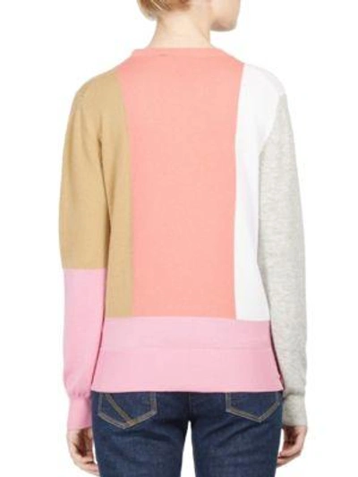 Shop Kenzo Colorblock Wool & Cashmere Sweater In Begonia