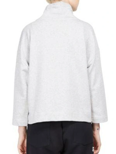 Shop Kenzo Embroidered Tiger Icon Funnelneck Cotton Sweatshirt In Pale Grey