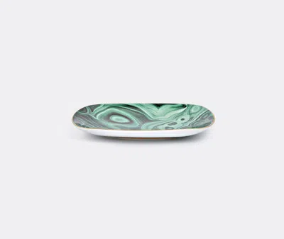 L'objet Malachite Rectangular Tray - Small In Green, Gold