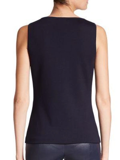 Shop St John Milano Knit Contour Tank Top In Navy