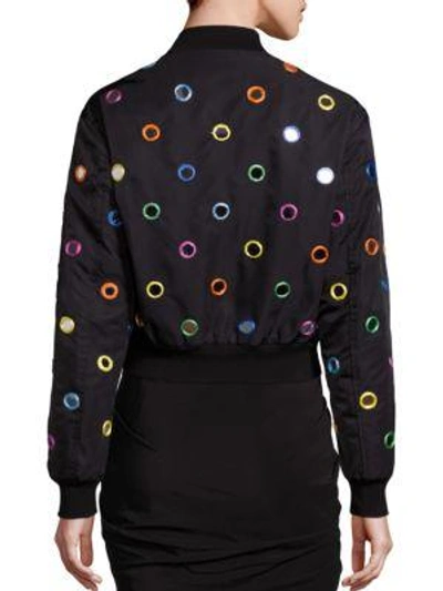Shop Moschino Detailed Bomber Jacket In Black Multi