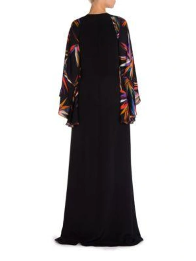 Shop Emilio Pucci Silk Cady Embroidered Gown In Black