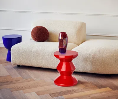 Polspotten Red Zig Zag Stool In Red