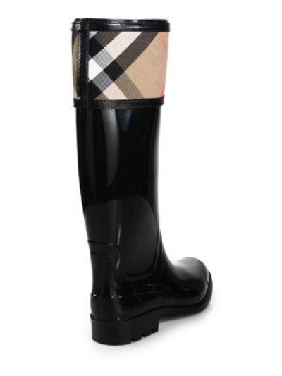 Shop Burberry Crosshill Check Rain Boots In Black