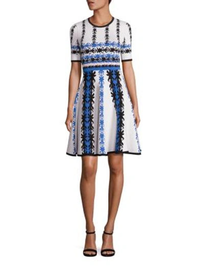 Yigal Azrouël Jacquard Knit Fit And Flare Dress In Optic Multi