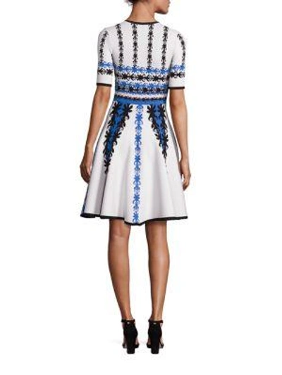 Shop Yigal Azrouël Jacquard Knit Fit-&-flare Dress In Optic Multi