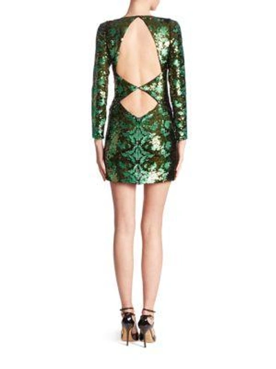 Shop Roberto Cavalli Silk Sequin Python-print Dress In Green Python Print