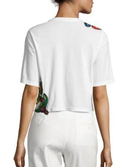 Shop 3.1 Phillip Lim / フィリップ リム Cotton Embroidered Applique Cropped Tee In Antique White