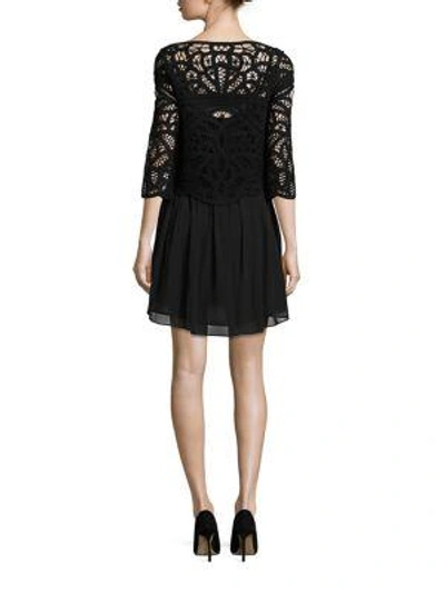 Shop Joie Jordie Knotted Soutache Silk-blend Dress In Caviar