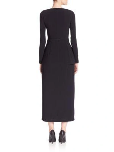 Shop Stella Mccartney Long-sleeve Stretch Cady Peplum Dress In Black