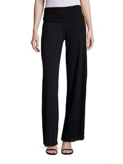 Shop Fuzzi Side Slit Palazzo Pants In Nero