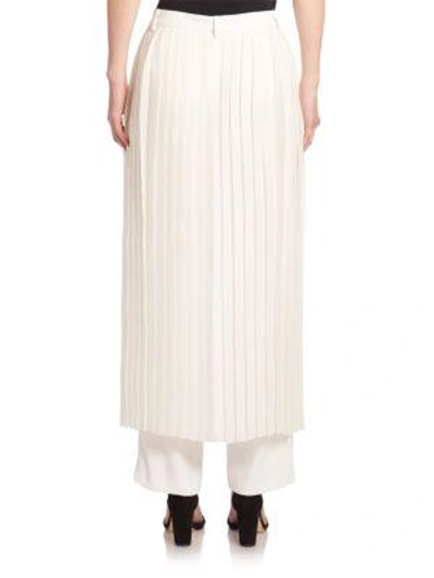 Shop Adam Lippes Pleated Tuxedo Trousers In Ivory