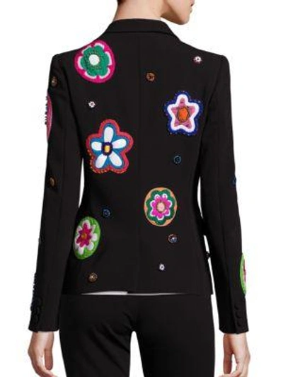 Shop Moschino Floral Blazer In Black Multi