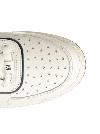 Amiri Newport White Sneakers Low Top With Logo Patch On The Side And Contrasting Heel With Leather Logo Le