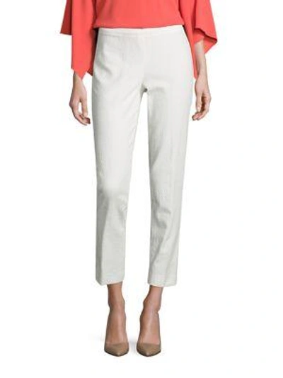 Shop Josie Natori Textured Ankle Pants In White