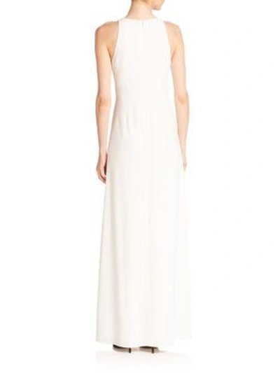 Shop Halston Heritage Crepe Cutout Gown In Chalk